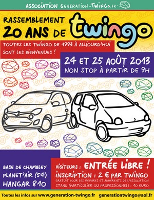 Affiche rassemblement 20 ans de Twingo